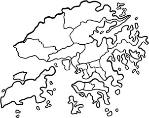 freehand drawing of Hong Kong city map.