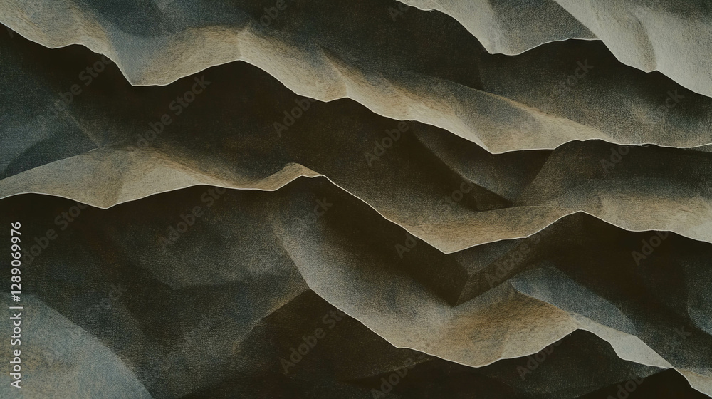 Poster abstract textured waves in deep ribbed craft paper design for artistic backgrounds
