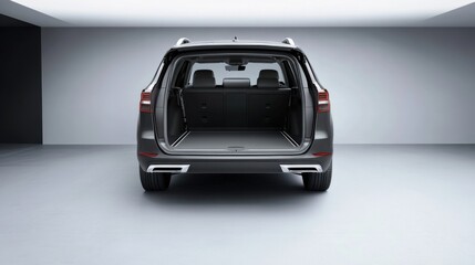 A car showroom featuring a family crossover SUV. Featuring versatility and practicality