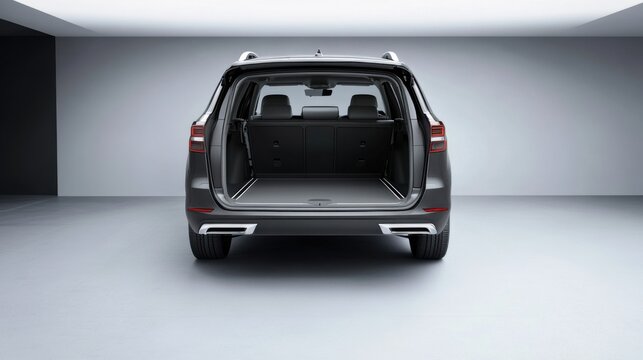 A car showroom featuring a family crossover SUV. Featuring versatility and practicality