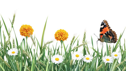 PNG Butterfly flowers daisies daisy.