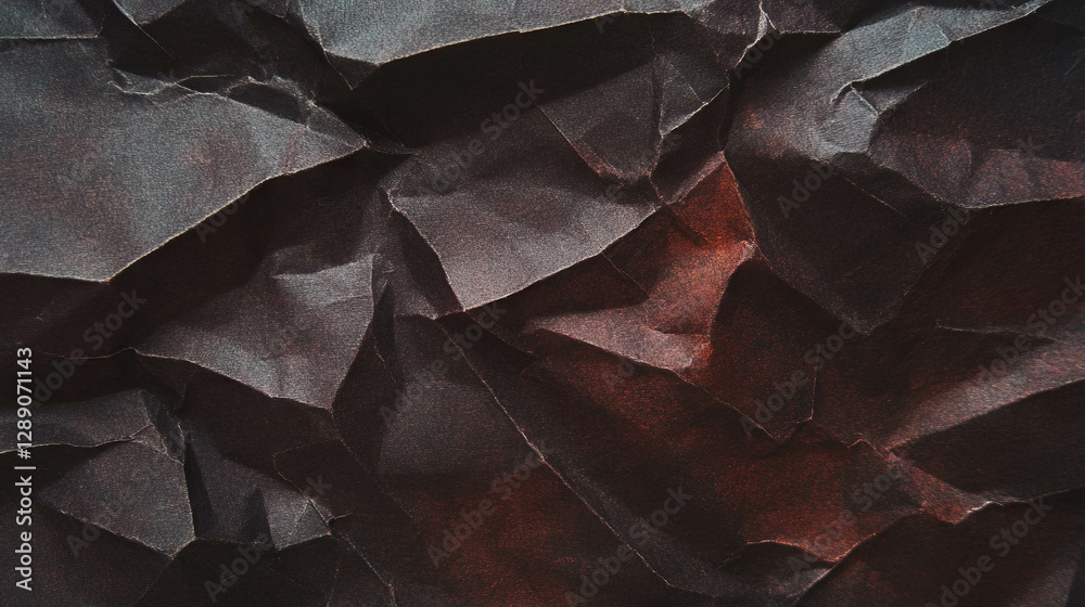 Poster abstract crumpled paper with dark textured surface for background design