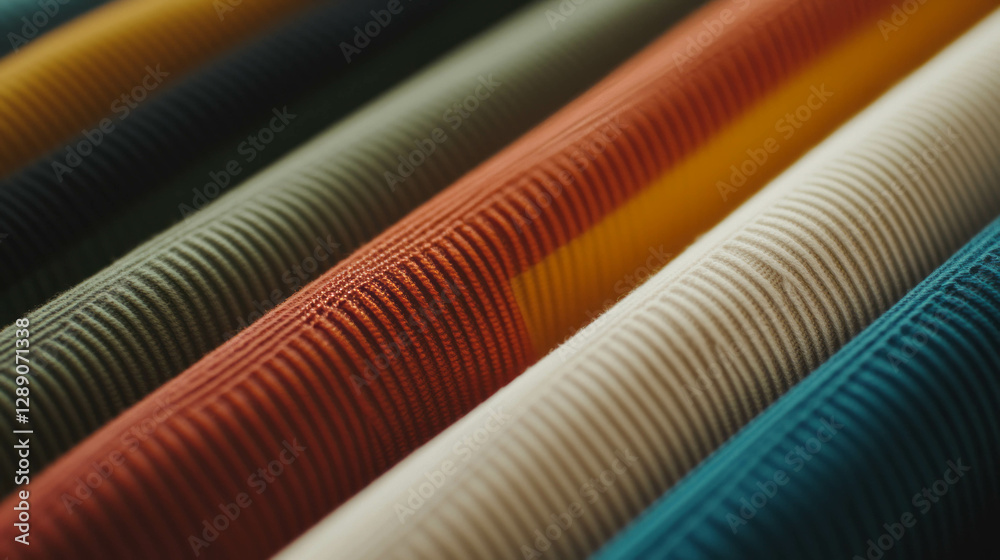 Aufkleber close-up of colorful narrow ribbed craft paper texture for creative design projects