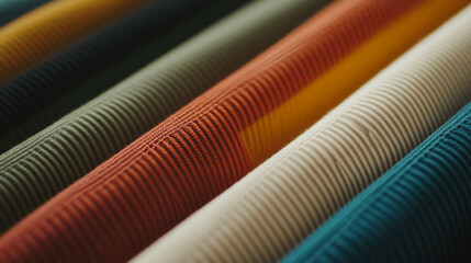 Close-up of colorful narrow ribbed craft paper texture for creative design projects