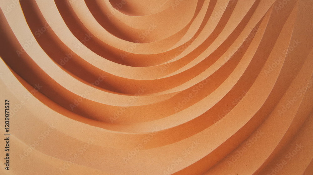 Poster abstract design featuring rounded intersecting ribbed texture in warm tones
