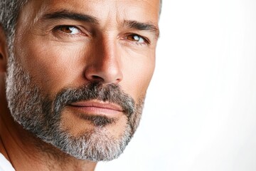 A close-up shot of a man with a long beard
