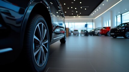 A car showroom featuring a family-friendly minivan. Featuring spaciousness and convenience