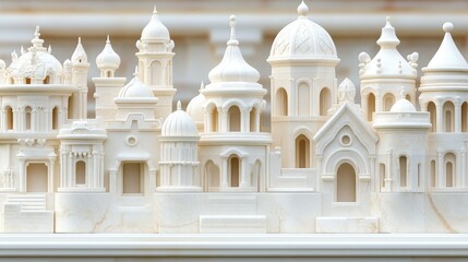 Fototapeta premium The intricate architecture of ivory highlights the exceptional craftsmanship involved, vividly portraying a detailed cityscape in its design