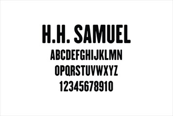 H.H. Samuel font for logo and headline. Isolated vector typeset