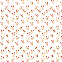 
A background of cute cartoon bunny faces with different expressions, done in soft pastel colors and having a playful, cheerful design.