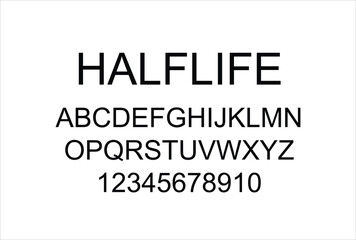 Half Life font for logo and headline. Isolated vector typeset