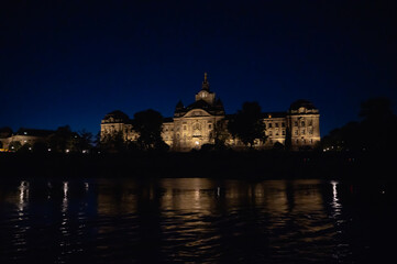 Dresden, Germany - May 02, 2024 - A walking tour of Dresden and a tour of the city, and a view of Dresden from the Elbe River