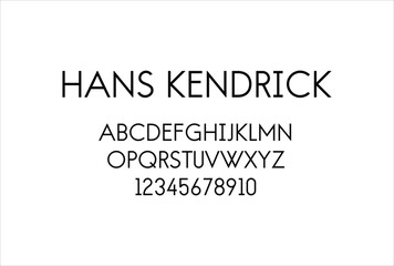 Hans Kendrick font for logo and headline. Isolated vector typeset