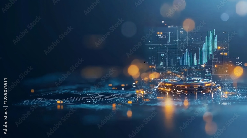 Poster dynamic digital visualization of data analytics virtual environment infographic content modern techn