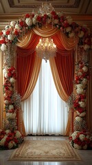 Luxury engagement stage with elegant flowers high resolution hd photo
