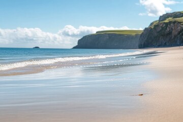 A person strolling along the shore of the ocean, enjoying the scenery