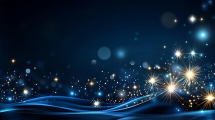Fototapeta premium Magical sparkling lights dance across a deep blue background stunning visual art abstract composition nighttime environment artistic viewpoint enchanting illumination concept