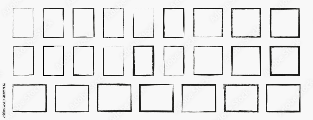Wall mural grunge black frames set. dirty border vector
