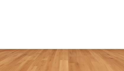 PNG of wooden table, wooden floor. good for key up. transparent table. isolated table. Minimalist style. front shot. 