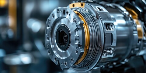 Fototapeta premium Close up view of a machine's gear, suitable for mechanical or industrial themes