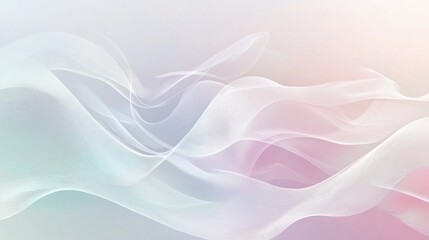Delicate abstract waves in soft pastel hues creating a serene and harmonious composition. The flowing textures and airy gradients evoke a sense of tranquility and elegance. Generative AI