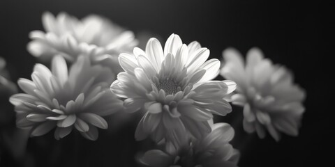 A bouquet of various flowers in shades of gray and white