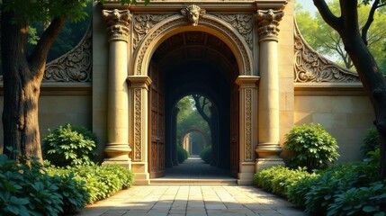 Fototapeta premium Ornate Archway Entrance to a Serene Garden Path