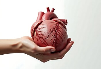 Realistic Human Heart Held in Hands – Medical Anatomy Concept