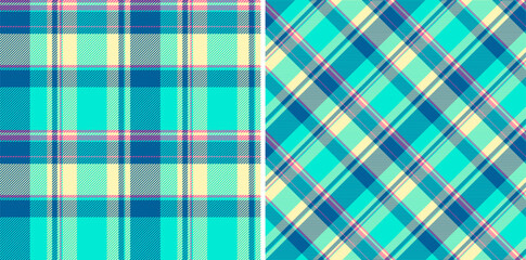 Vibrant teal and pastel plaid patterns.  Perfect for textile design, fashion, branding, or website backgrounds.  These cheerful, seamless textures offer a fresh and modern aesthetic.