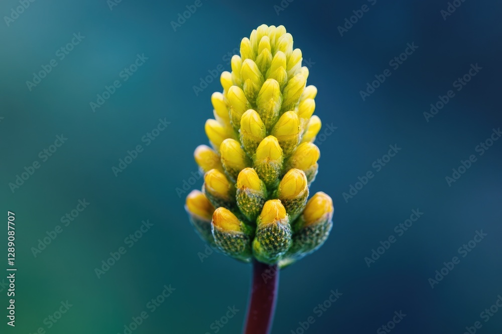 Poster A close-up shot of a yellow flower bud with intricate details