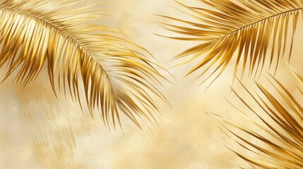 Obraz premium Golden palm leaves on warm textured background