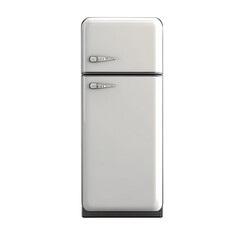 White retro refrigerator on transparent background. high resolution PNG file