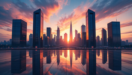 Futuristic Cityscape | Stunning Sci-Fi Skyline at Sunset