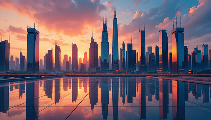 Futuristic Cityscape | Stunning Sci-Fi Skyline at Sunset