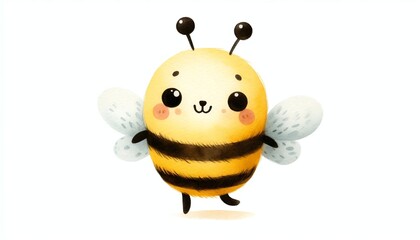 Obraz premium Minimalist watercolor illustration of Cute cartoon bee