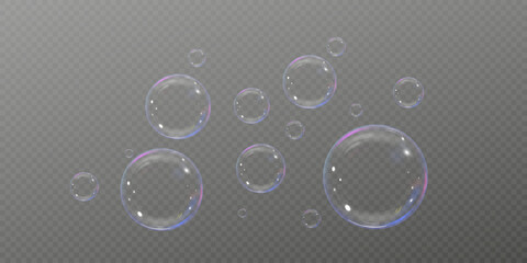 Rainbow Reflections: Realistic Soap Bubbles Collection.