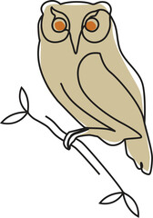 Owl line drawing elegance continuous linear clipart. 
