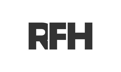 RFH logo design template with strong and modern bold text. Initial based vector logotype featuring simple and minimal typography. Trendy company identity.