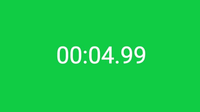 A digital countdown timer displays on a vibrant green background, creating a dynamic and precise time-tracking effect.