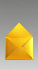 Shiny gold envelope open with a triangular flap, showcasing a luxurious and elegant design perfect for special occasions. Perfect Any Project.