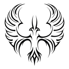 Tribal Phoenix Tattoo Design Symbol of Strength and Rebirth. Bold Black Tribal Phoenix Tattoo for Arm, Chest, or Back. Minimalist Phoenix Tattoo in Tribal Style.