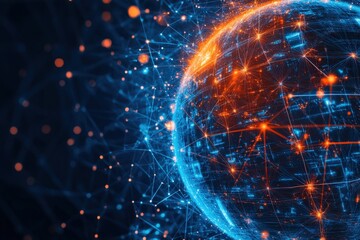 Obraz premium Futuristic Digital Globe with Connections and Glowing Lines