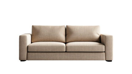 Couch with a decorative pillow placed on it in a modern living room setting isolated on transparent background..