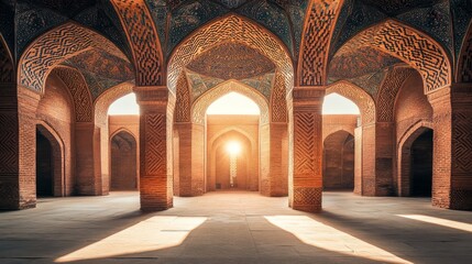 Obraz premium Serene Islamic Architecture with Intricate Patterns and Sunlight