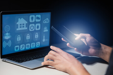 Smart home dashboard to control home appliances Assistant technology for smart devices smart home concept