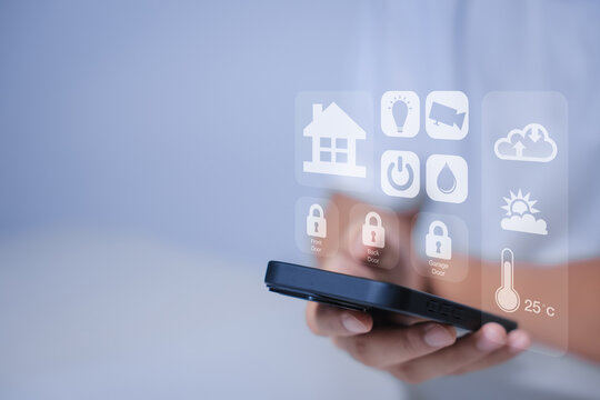 Smart home dashboard to control home appliances Assistant technology for smart devices smart home concept