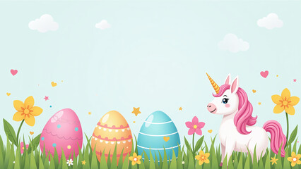 happy easter cards feature colorful unicorn eggs designs