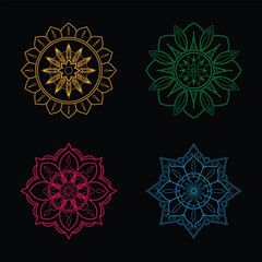 Set of outline mandala design vector art