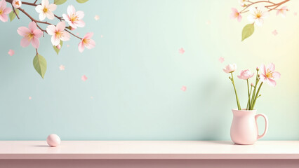 soft pastel colors adorn simple desk serene springtime
