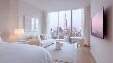 Luxurious NYC apartment sunrise view